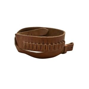 Vintage Brown Leather Cartridge Belt Western Ammo Loop Utility Belt Rugged